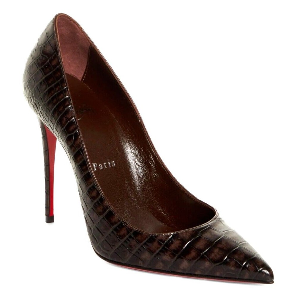 Christian Louboutin Kate 100 Croc Embossed Leather Pumps Heels IT 36.5 / US 6.5